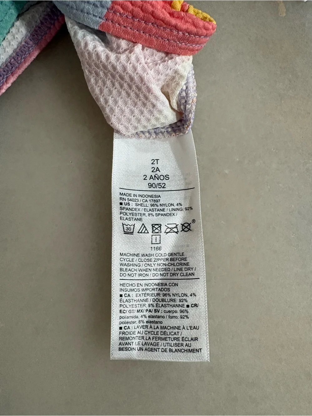 OLD NAVY Kids Long-Sleeve Rainbow Stripe Swim Suit - Pastel Multi